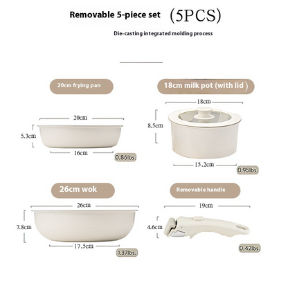 Detachable Grip Non-Stick Cookware Set