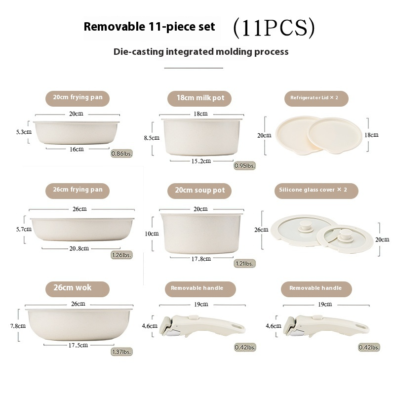 Detachable Grip Non-Stick Cookware Set