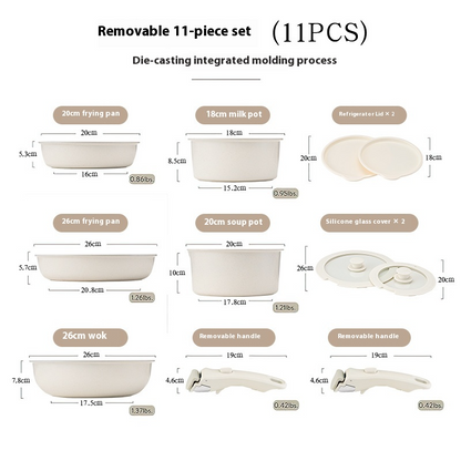 Detachable Grip Non-Stick Cookware Set